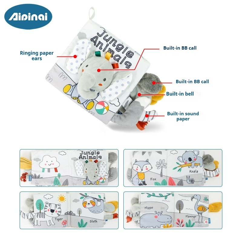 The new visual black and white tail cloth book baby can not tear it and can gnaw on the cognitive toy three-dimensional cloth bo