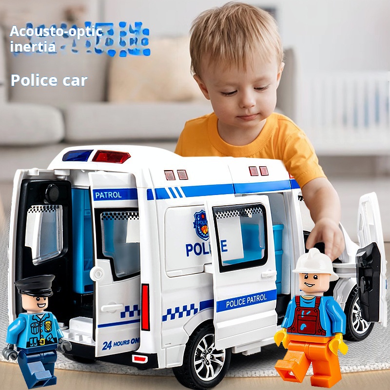 1:32 Ziekenhuis Redding Ambulance Politie Diecast Auto Model met Pull Back Geluid Licht Speelgoed Geschenken BoysToy Auto Cadeau voor Kinderen