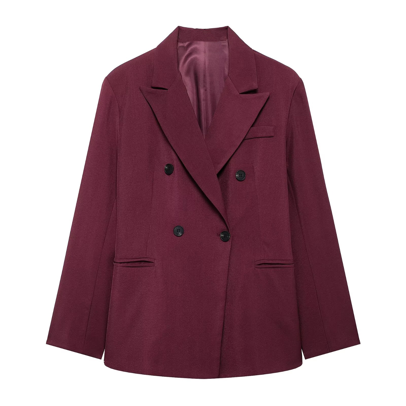 Damenanzug-Set Ankora rot zweireihig Anzugjacke hoch taillierte Hose Herbst neues Anzugset