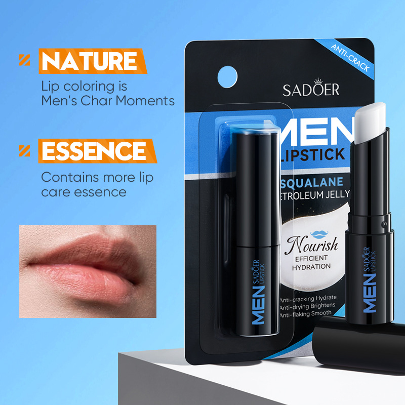 SADOER Bálsamo labial masculino hidratante anti rachaduras reparação nutritivo batom hidratante lábios masculinos produtos de cuidados com a pele
