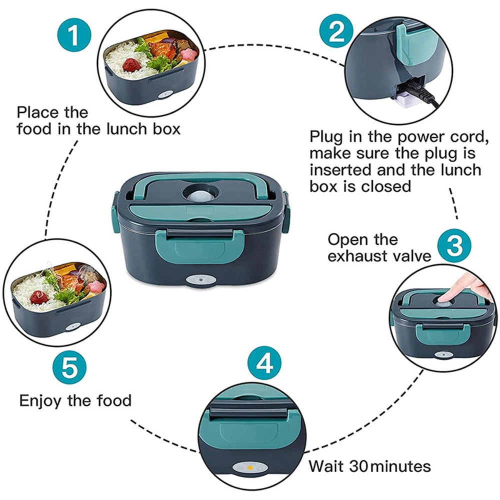 Scaldavivande elettrico da 1,5 litri 60 W Scaldavivande portatile per auto o casa Riscaldamento per pranzo a prova di perdite Microonde per camionisti