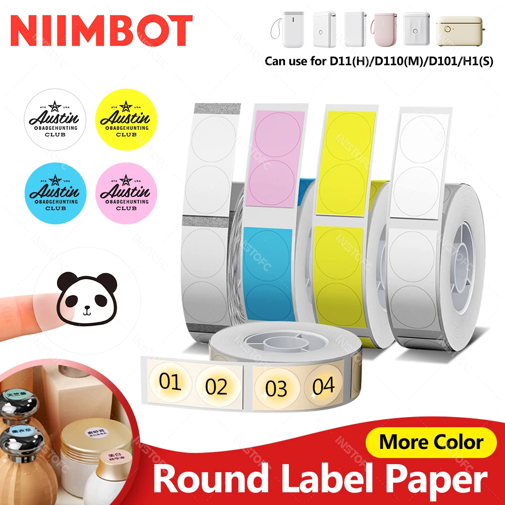 Rotondo Niimbot D11 D110 D101 Etichette trasparenti Carta adesiva Nome Tag Adesivo Libri Marcatura Etiquetas Papel Stampa termica