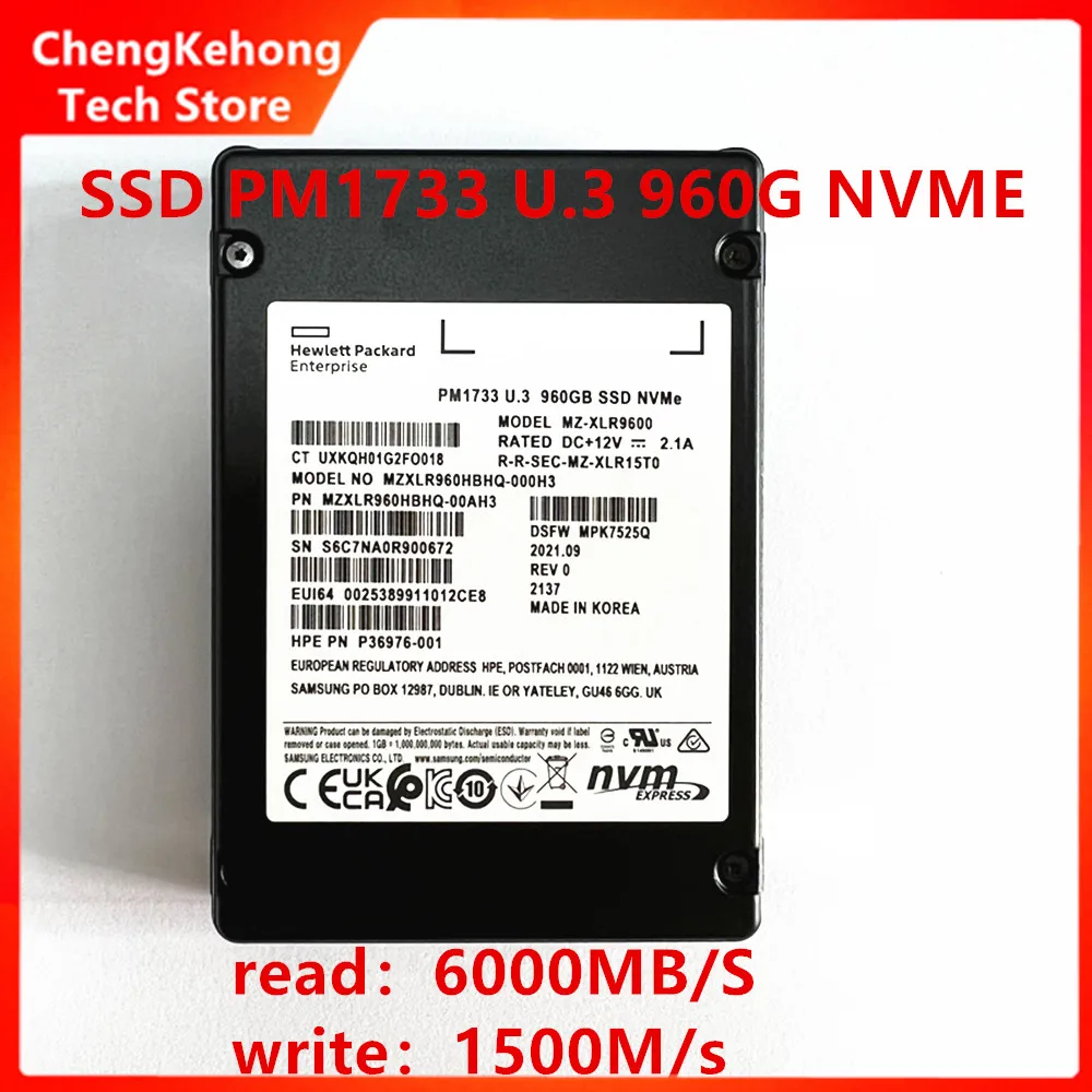 Original Für Samsung PM1733 960G U.3 NVME SSD PCIE Solid State Drive Für HP Version Marke Neue