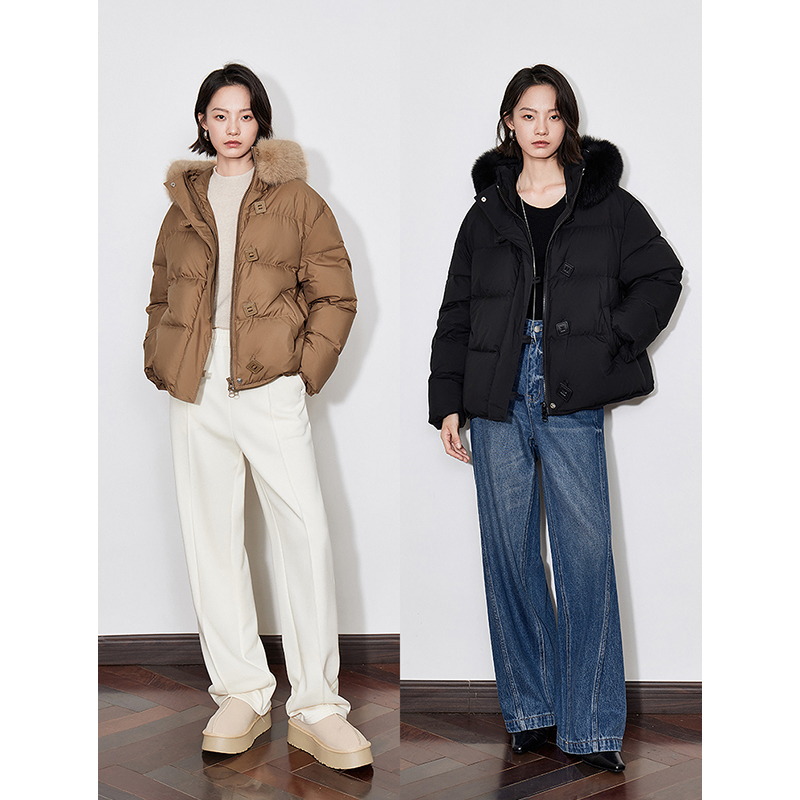 TOYOUTH ผู้หญิงลงเสื้อ 2024 ฤดูหนาวใหม่ 90% เป็ดสีขาวลงขนสัตว์ Hooded WARM JACKET Coat
