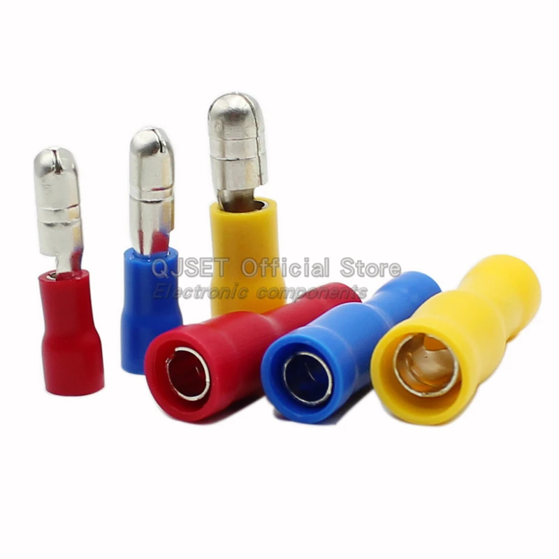 100pcs Male-Female Docking FRD/MPD1.25-156 Wire Connector Cold Crimp Terminal Docking Tip Bullet Set/Audio Cable Crimp Connector