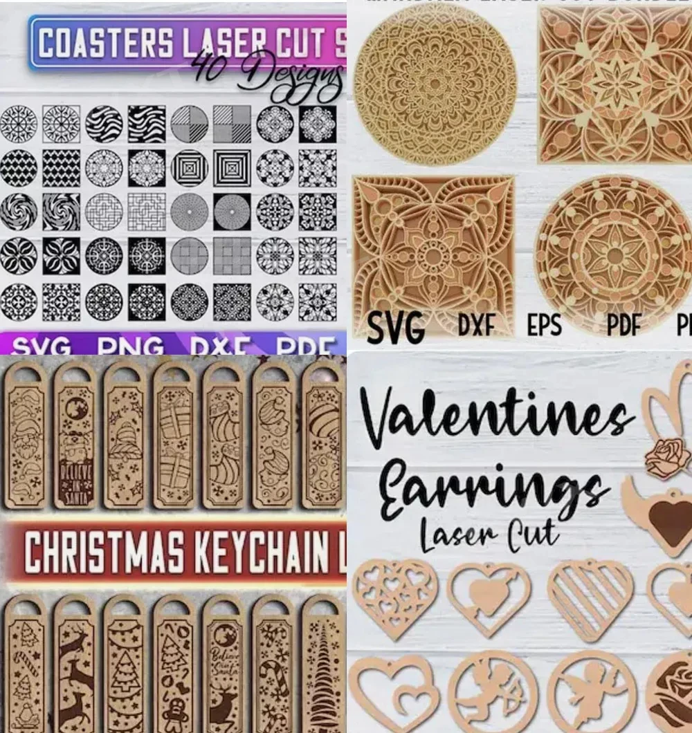 ห่อด้วยเลเซอร์435รูปแบบ SVG DXF EPS ไฟล์ CNC การแกะสลักการออกแบบแบบเวกเตอร์ของขวัญตกแต่งไฟล์ศิลปะสำหรับเลเซอร์ CNC