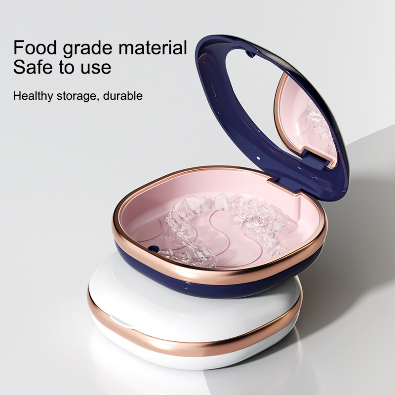 Fashion Braces Case with Mirror Dental Retainer Box Magnetic Aligner Mouth Guard Container For Teeth Travel False Denture Boxes