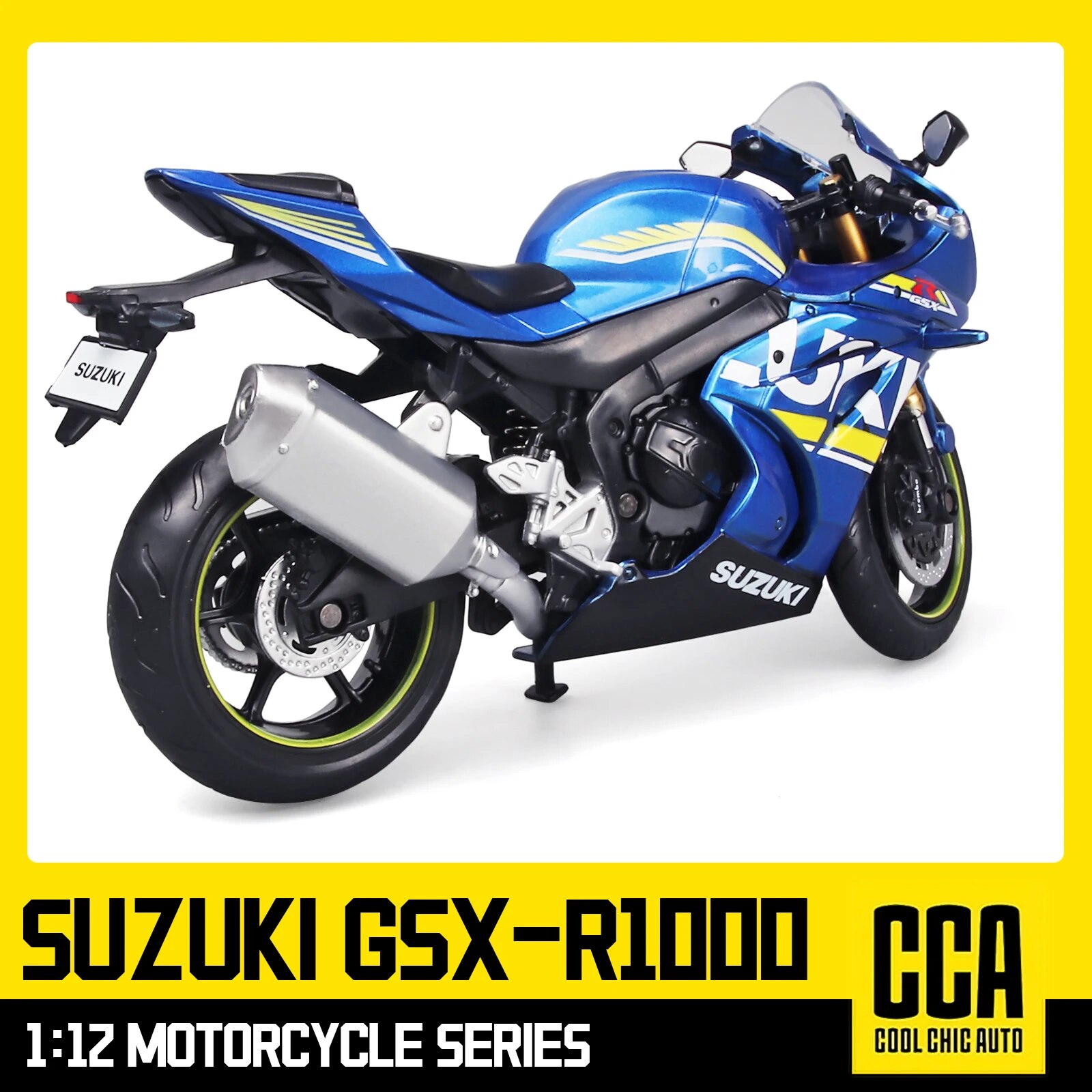 CCA Escala 1:12 SUZUKI GSX1000 Modelo de motocicleta fundida - Design realista, ideal para entusiastas de bicicleta, presente perfeito para todas as idades