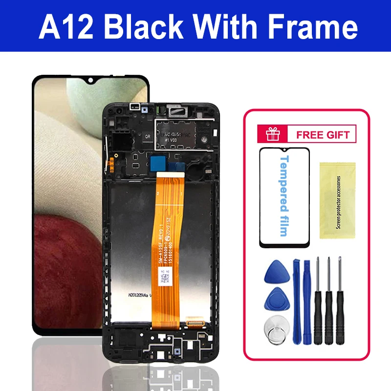 Substituição da tela sensível ao toque para Samsung Galaxy A12, Display LCD, digitalizador, A125F, SM-A125F, A125, escolha 6,5"