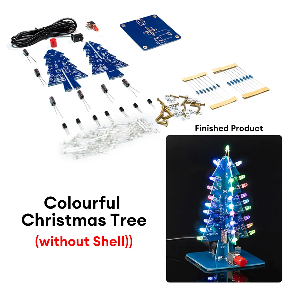 Pratica di saldatura dell'albero di Natale 3D fai-da-te LED colorato lampeggiante LED RGB Kit di assemblaggio di scienze elettroniche Alberi di Natale fai-da-te