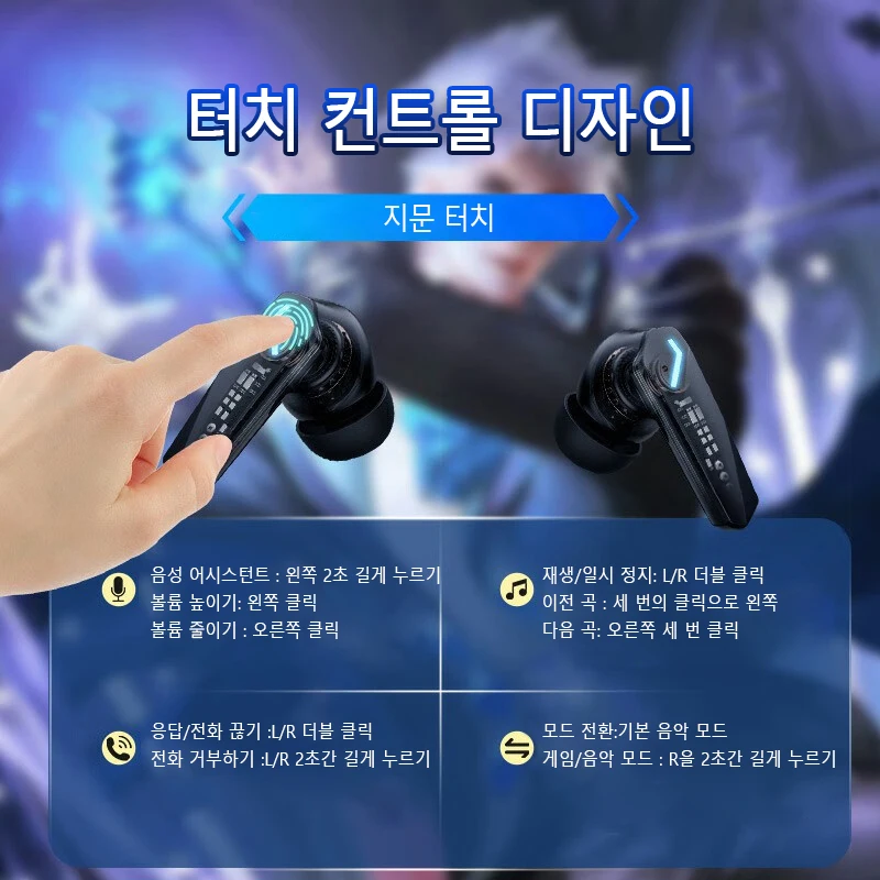 레노버 GM2 Pro 이어폰 블루투스 5.3 헤드폰 마이크 내장 9D 스테레오 프로 6 이어버드 듀얼 모드 음악 게임 무선 헤드셋