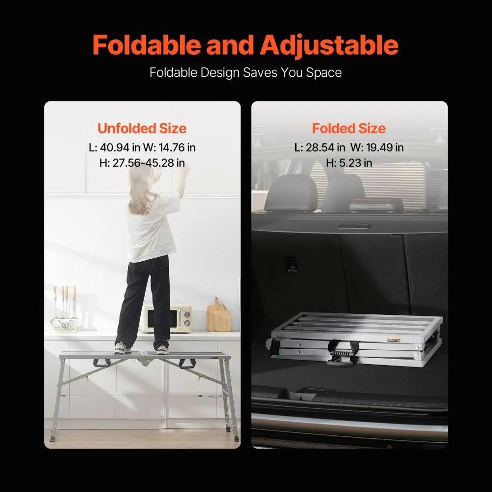 Adjustable Height Portable Scaffolding Platform 800LB Load Bearing Work Stand