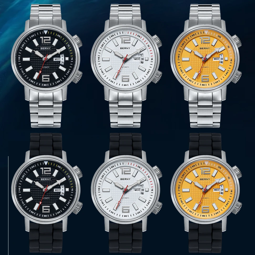 Miyota 8205 20ATM Diver reloj mecánico automático hombres deporte luminoso zafiro impermeable reloj de pulsera natación reloj de cuerda automática