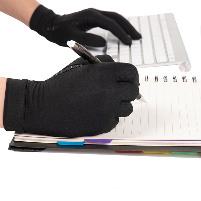 Copper Compression Arthritis Gloves Black Hand Gloves Hand Wrist Support Non-Slip Unisex Gloves Finger Joint Wrist Pain Relief