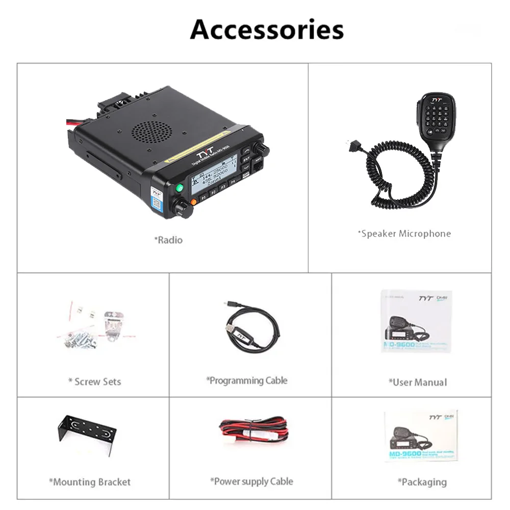 Tyt MD-9600 gps aes256 dmr digital/analog dual band mobilfunk 50/45/25w dmr mobiler transceiver dmr mobile walkie talkie