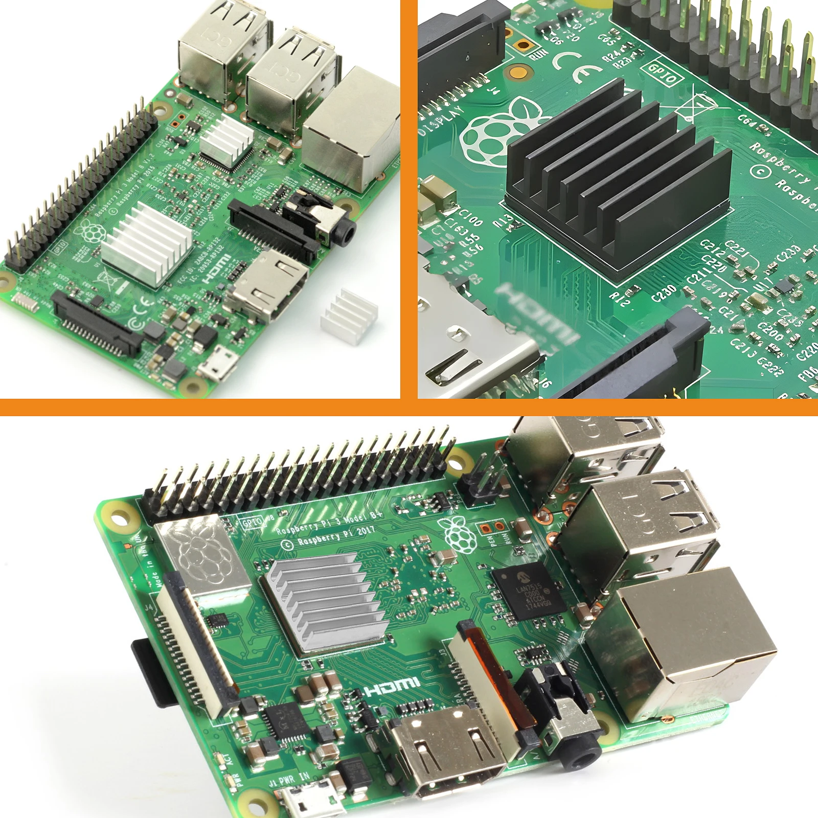 1/10pcs 알루미늄 방열판 열 전도성 테이프가있는 전자 칩 IC Raspberry Pi 용 다중 스케일 방열판 라디에이터 냉각