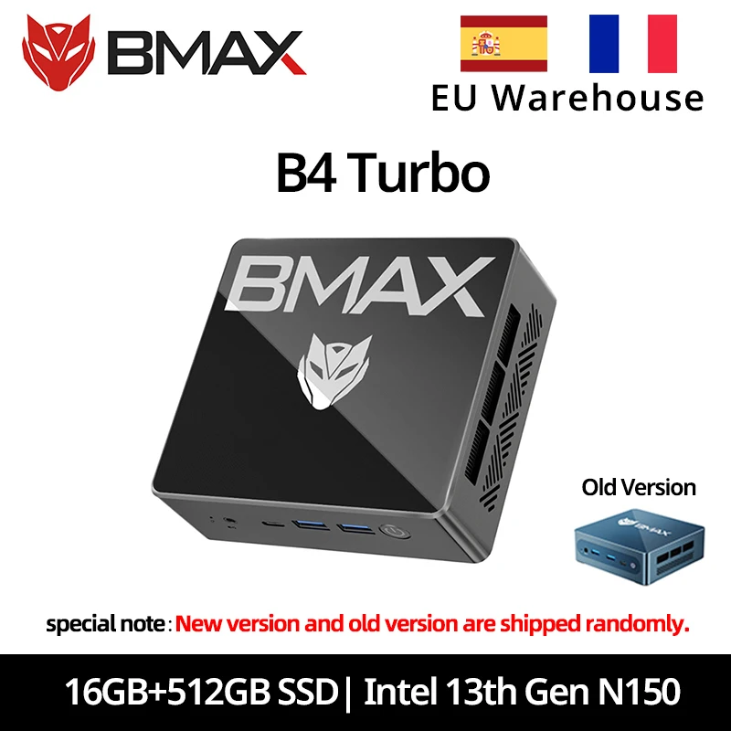 BMAX B4 Turbo Mini PC Windows 11 PC Intel N150 16 GB 512 GB SSD 2 * HDMI 1 * Tipo-C Supporta 4K a 60 Hz 1000 MHz Grafica Intel USB
