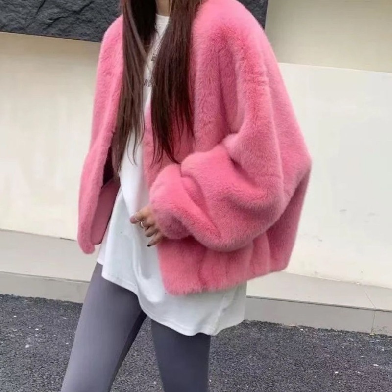 Damenmodelle, Fee, Winter, Herbst, Kunstpelz, V-Ausschnitt, Senior, einfach, locker, Freizeit, bequem, brandneue Elemente, Harajuku, vielseitig