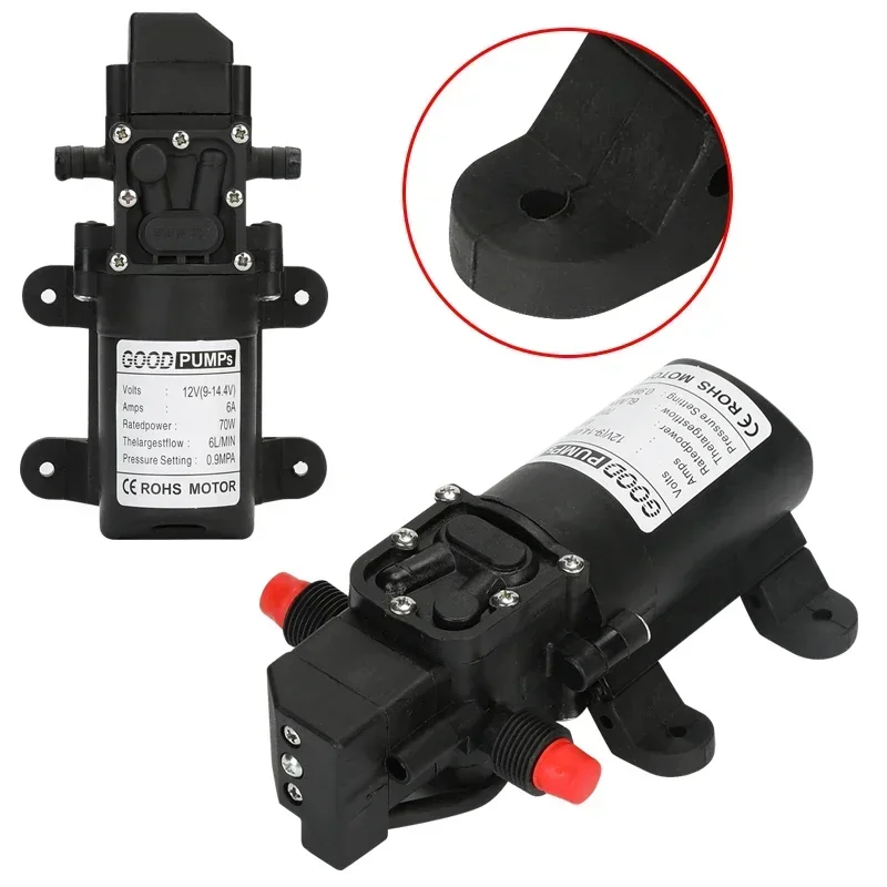 1 stücke Automatische Strömungsschalter 6L/Min DC12V 70 W 130PSI AUTO Membran Wasserpumpe Kleine Sichere Hochdruck selbstansaugende Pumpen