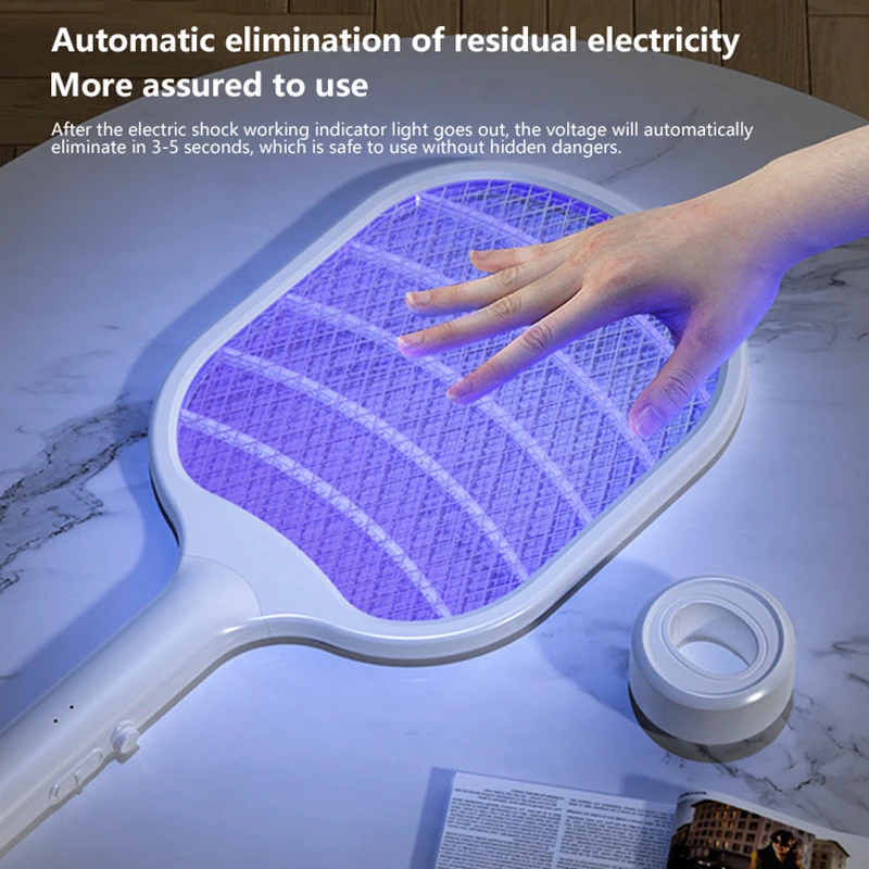 Matamoscas eléctrico de 3000V, matamoscas recargable 2 en 1, matamoscas automático multifuncional para el hogar