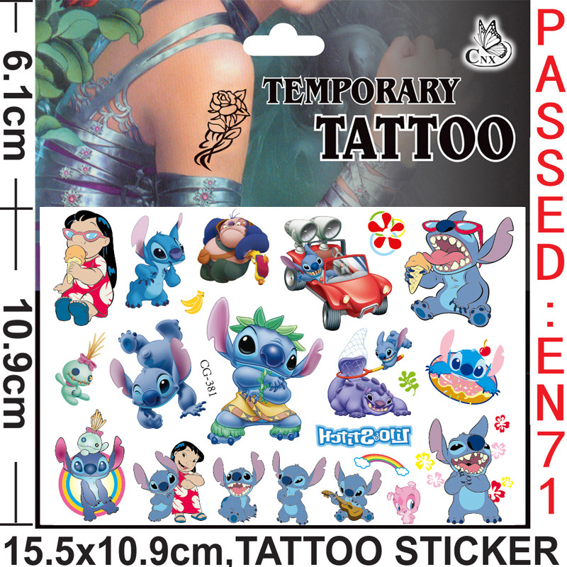 ใหม่ Interstellar Baby Stitch การ์ตูน Tattoo สติกเกอร์เด็ก Stitch Water Transfer Disposable Tattoo สติกเกอร์ของเล่น Kawaii ของขวัญ