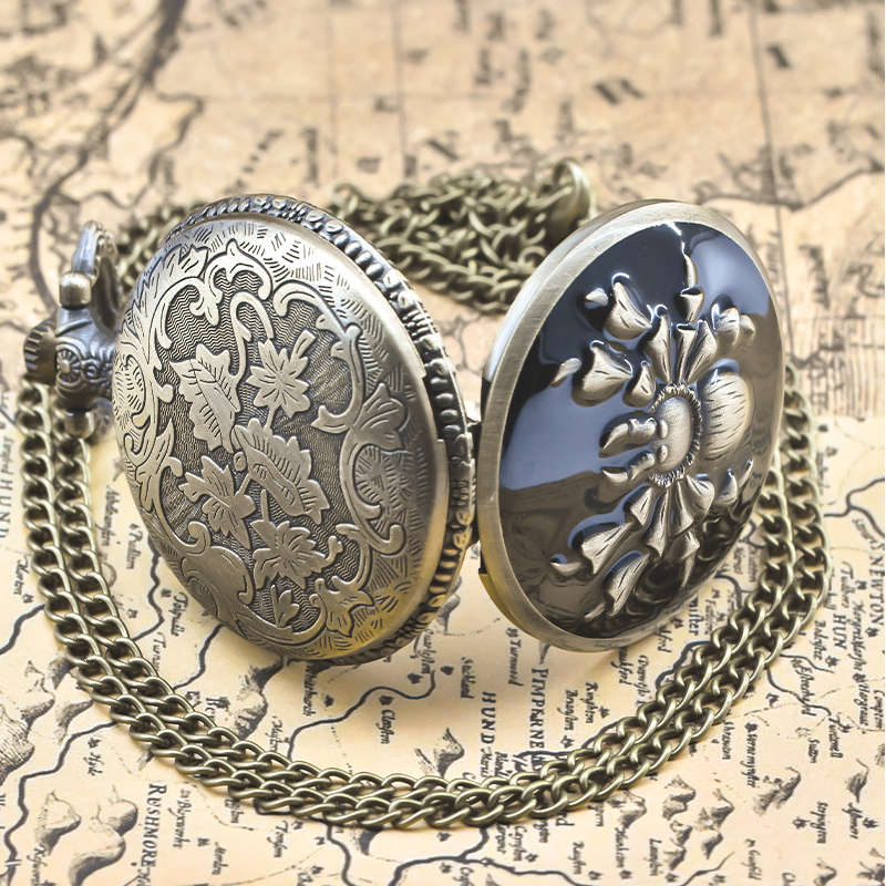 Steampunk Vintage Bronze Animal Spider Quartz Pocket Watch Necklace Pendant Clock Chain Men Women Chain Gift