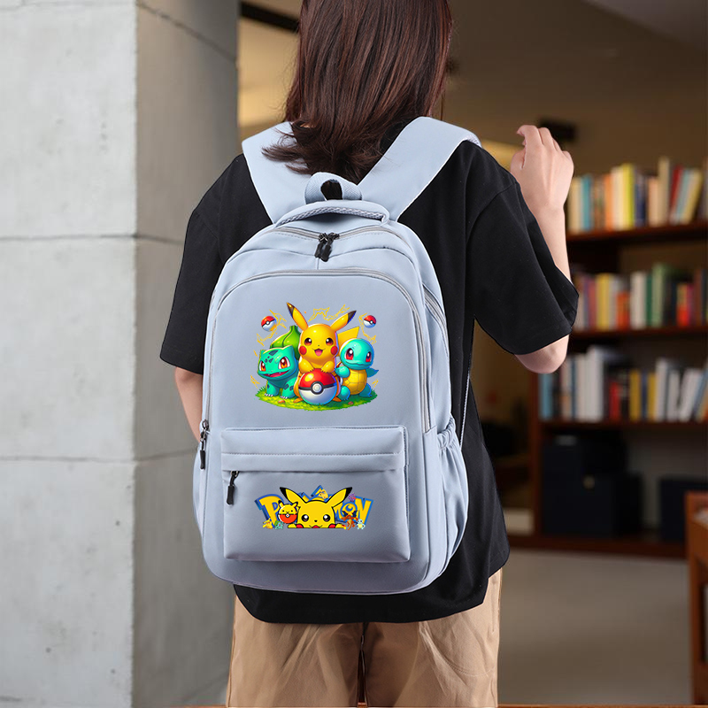 Pikachu Print Backpack, Lightweight with Adjustable Straps, Spacious Compartments for Back to School and Daily Commute Use