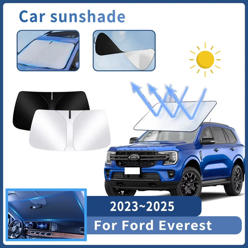 Suku Cadang Mobil untuk Ford Everest U704 UB 2023 ~ 2025 penutup panas pelindung matahari kaca depan alat Aksesori Interior mobil musim panas