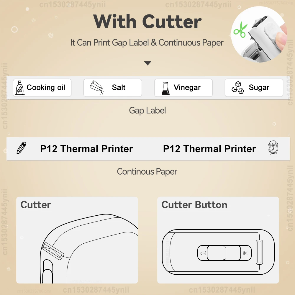 Portable Label Maker P12 Wireless Bluetooth Continuous Label Printer Handheld Machine DIY Self adhesive Continuous Label Tape