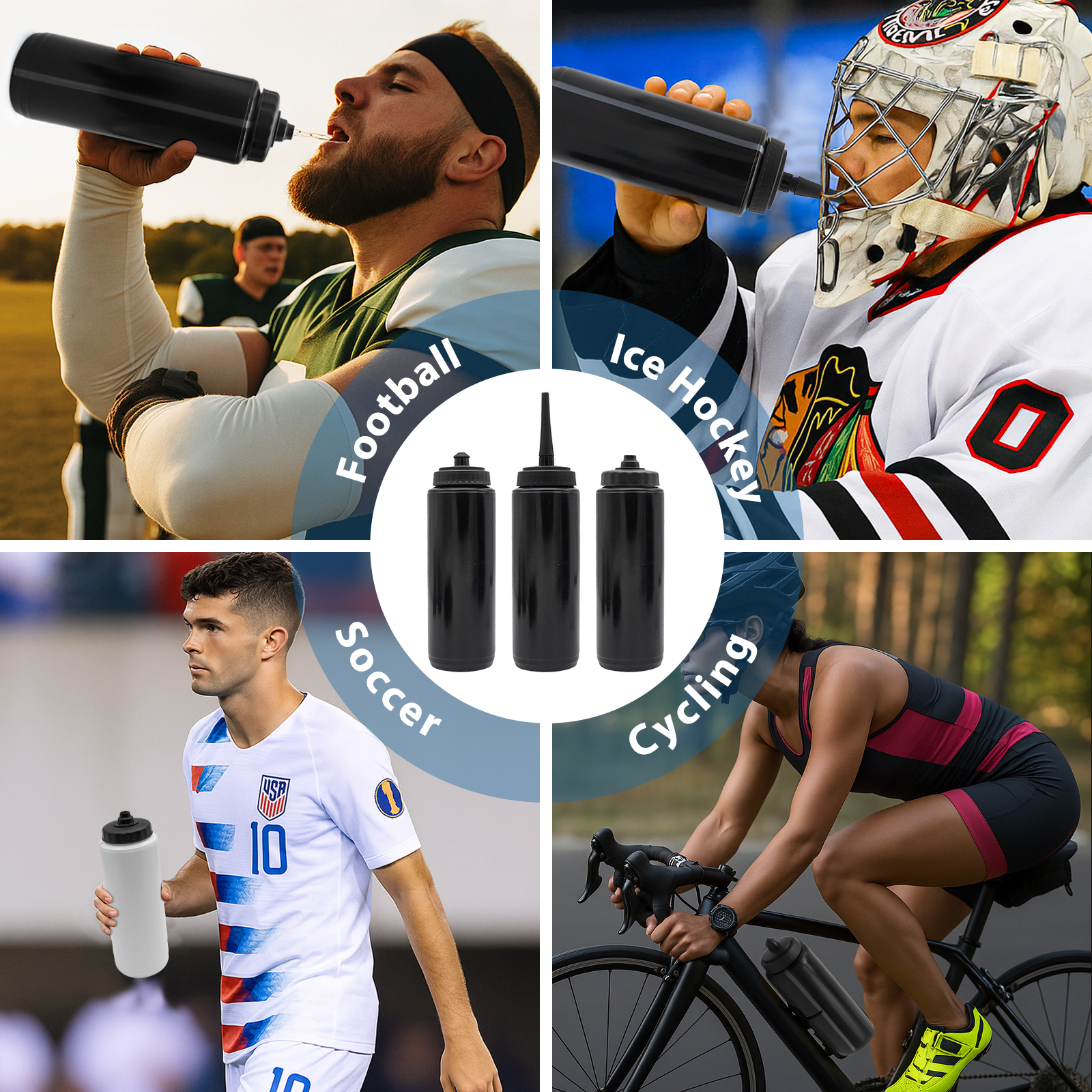 Butelka na wodę do hokeja na lodzie 1000ML Akcesoria do hokeja na lodzie Butelka sportowa BPA Free Sprzęt hokejowy Butelka do lacrosse piłki nożnej Sprzęt sportowy