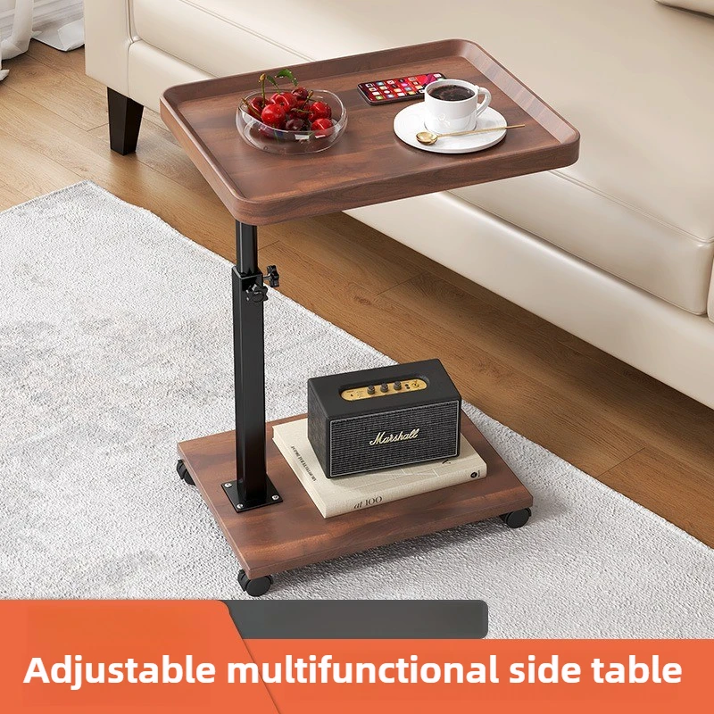 40*30*45-80 Multifunctional Movable Coffee Table Lifting Laptop Computer Desk for Bed Sofa Side Table with Hidden Wheels