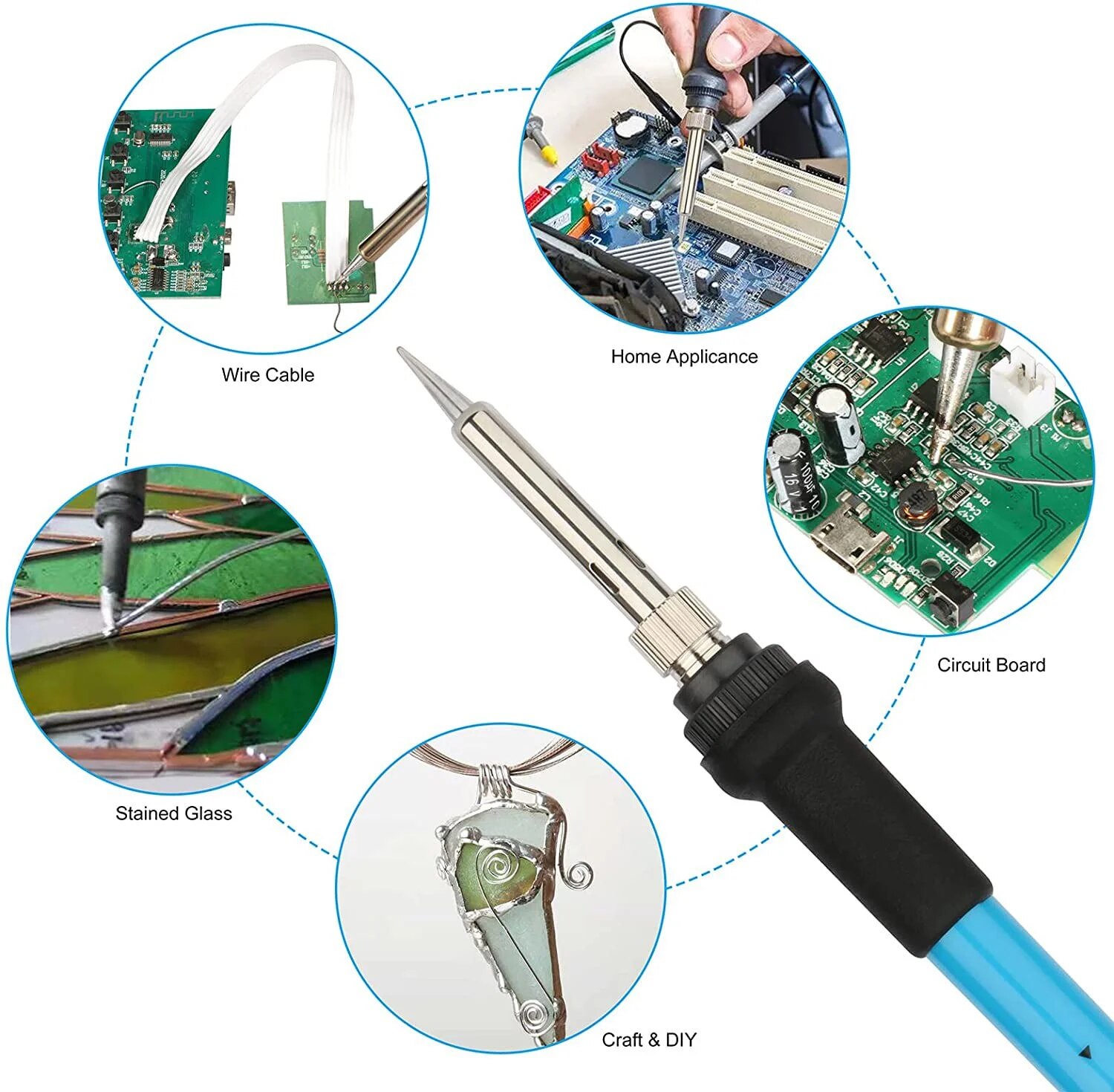 Ensemble de fer à souder électrique à température réglable, outil de réparation de soudure, 220V, 60W, 7 pièces