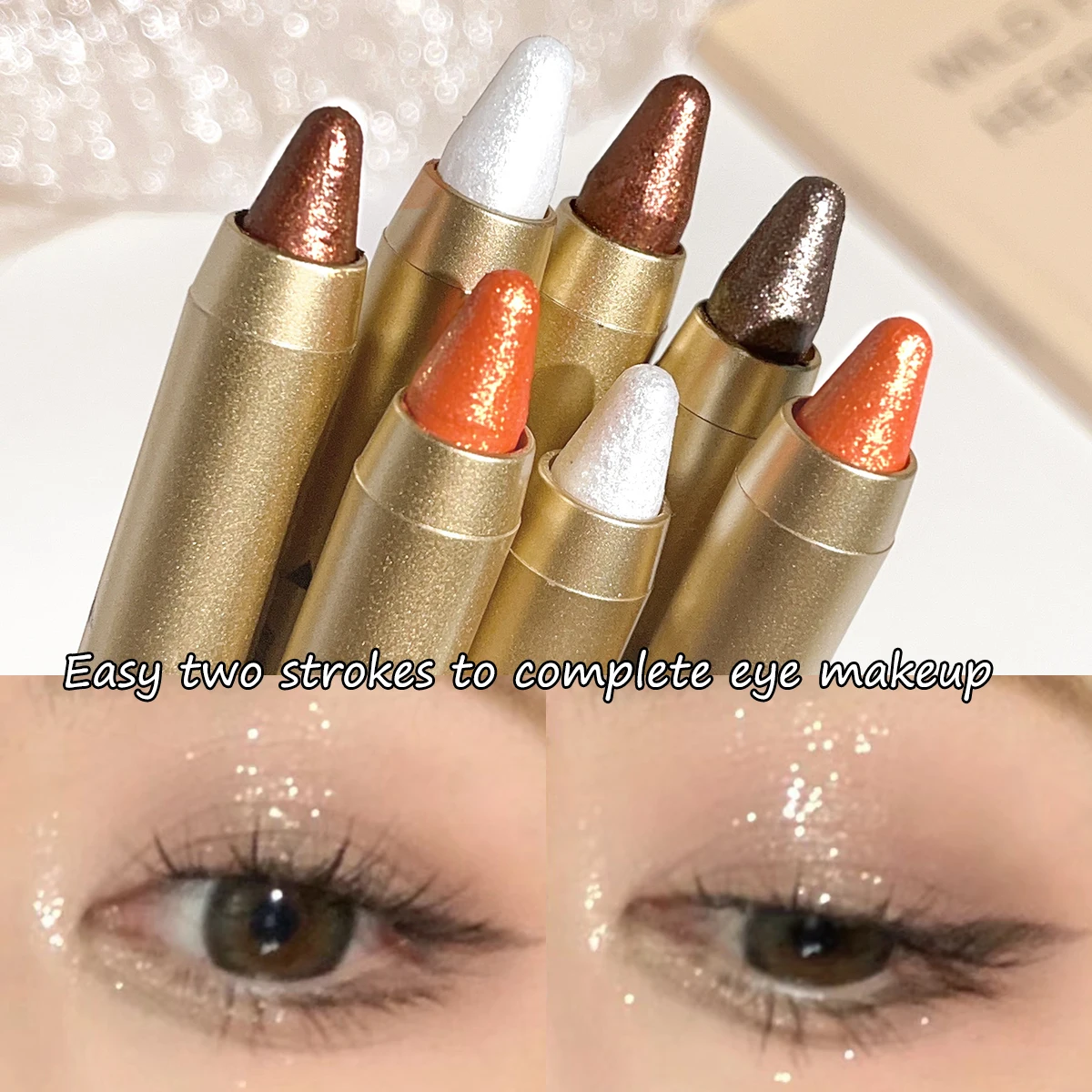 The dual-ended eyeshadow pencil highlighter illuminates the eyeshadow stick without smudging for a natural contour