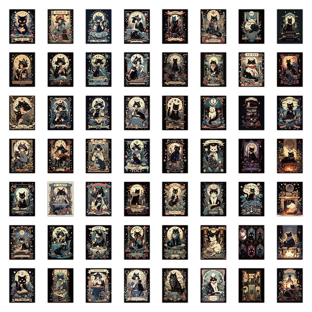 10/30/60 個漫画猫タロットカードステッカー防水落書き車スケートボードラップトップビニールクールゴス装飾ステッカーデカール