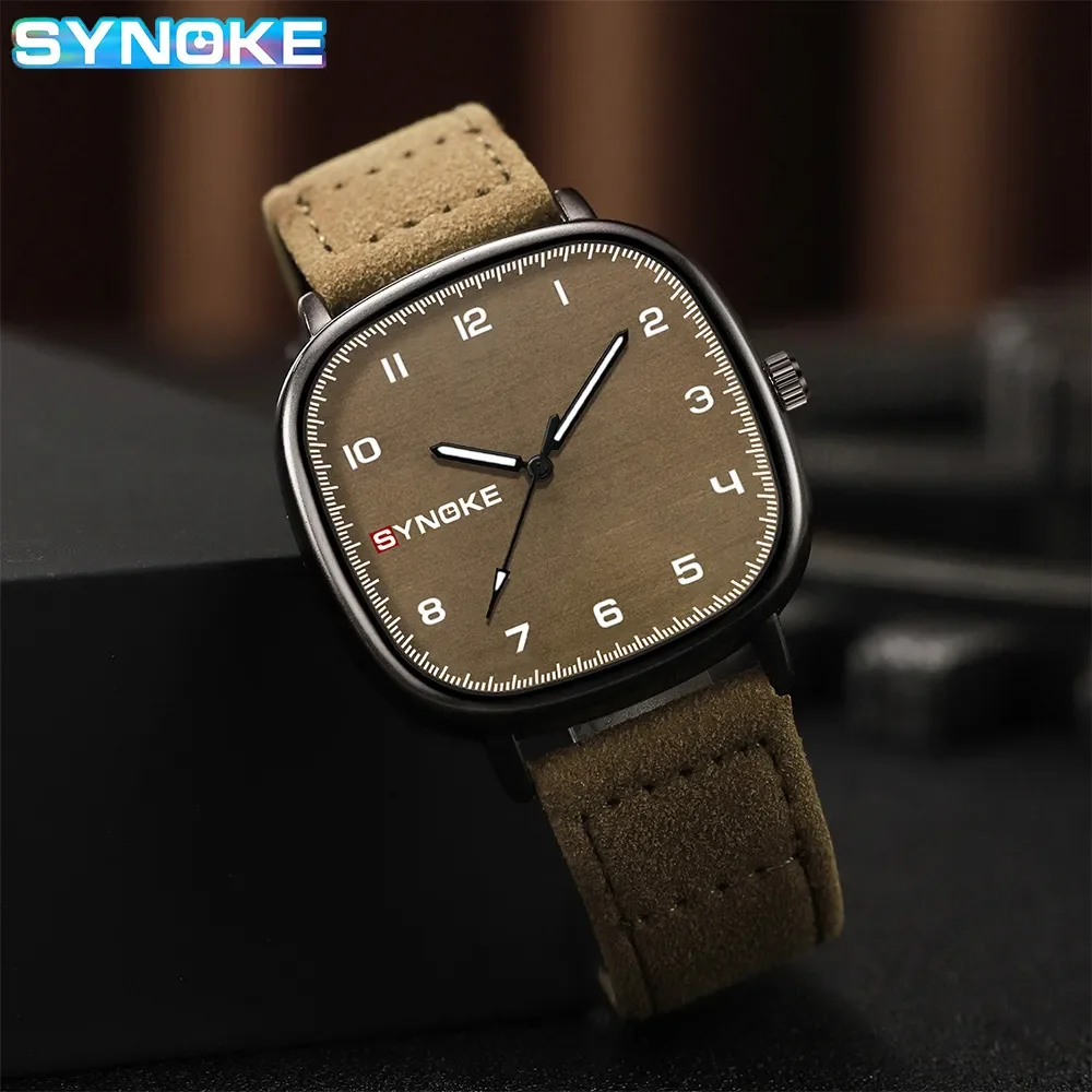 Synoke männer quarzuhr mode einfache business gürtel quarz uhr für männer uhr student armbanduhr sport nicht mechanisch