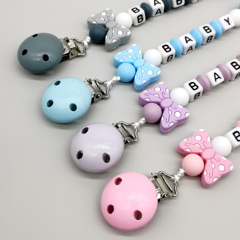 Baby Pacifier Clip Personalize Name Custom Newborn Dummy Nipple Holder Chain Babies Accessories Pendant Teething Toys Chew Gifts