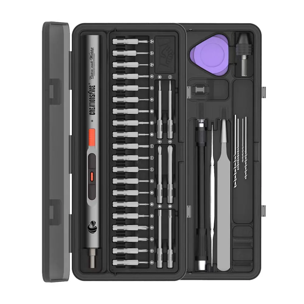 CreationSpace 3.6V Mini Electric Screwdriver Rechargeable Screwdriver Set with LED Light 3 Torque Settings CS0702A
