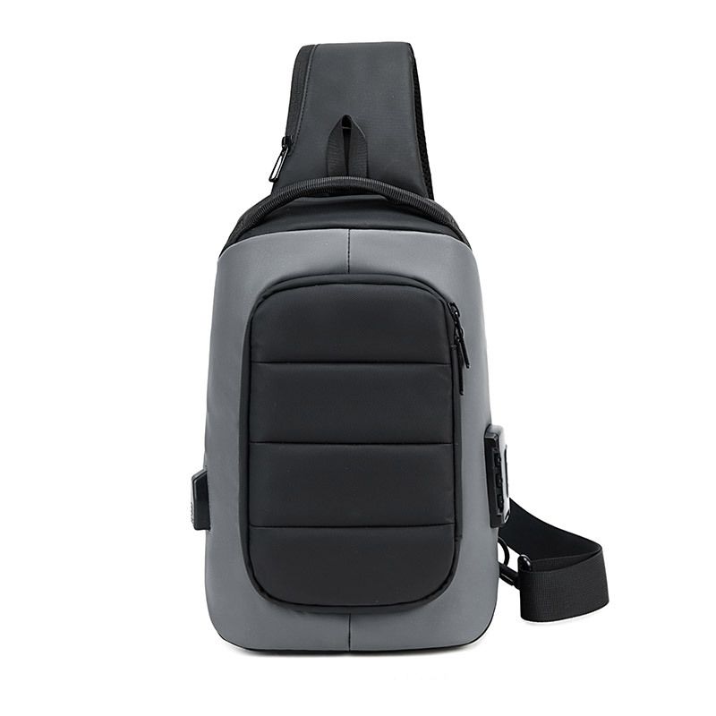 Bolsa de peito crossbody para homens, bolsa multifuncional, carregamento USB, bolsa de ombro para iPad, 9,7"