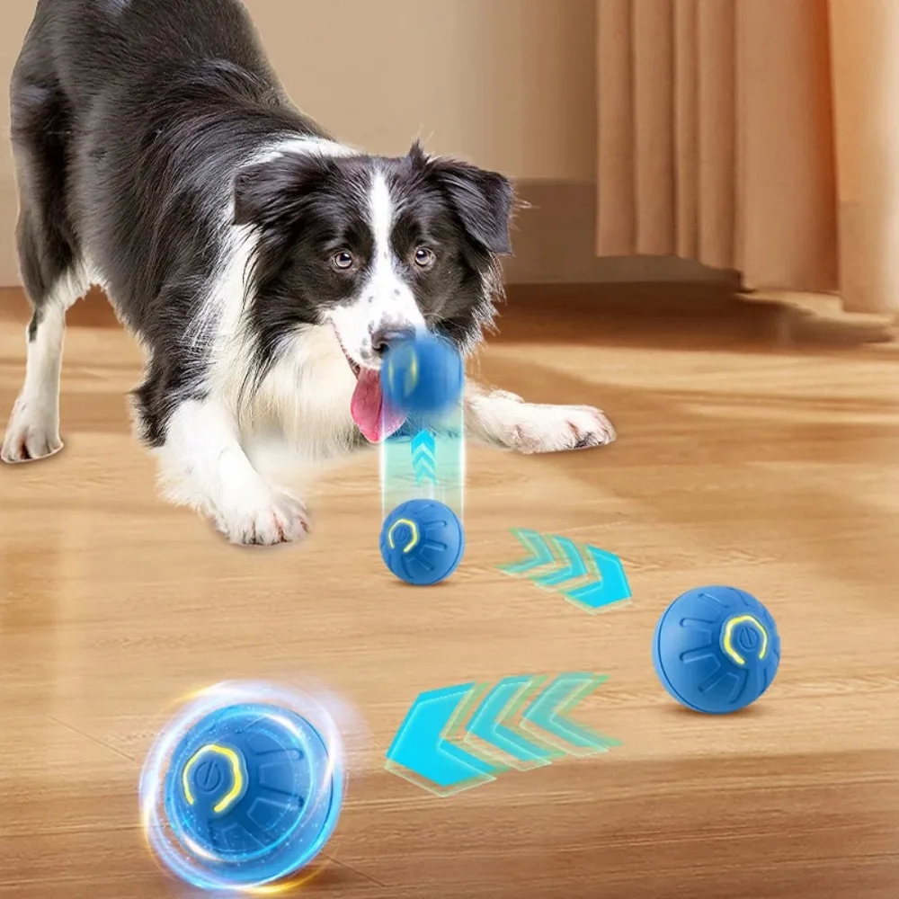 New 1pc Automatic Moving Dog Toy Ball Material Safety Smart USB Jumping Rotating Interactive Puppy Chew Toy Ball Pet Products
