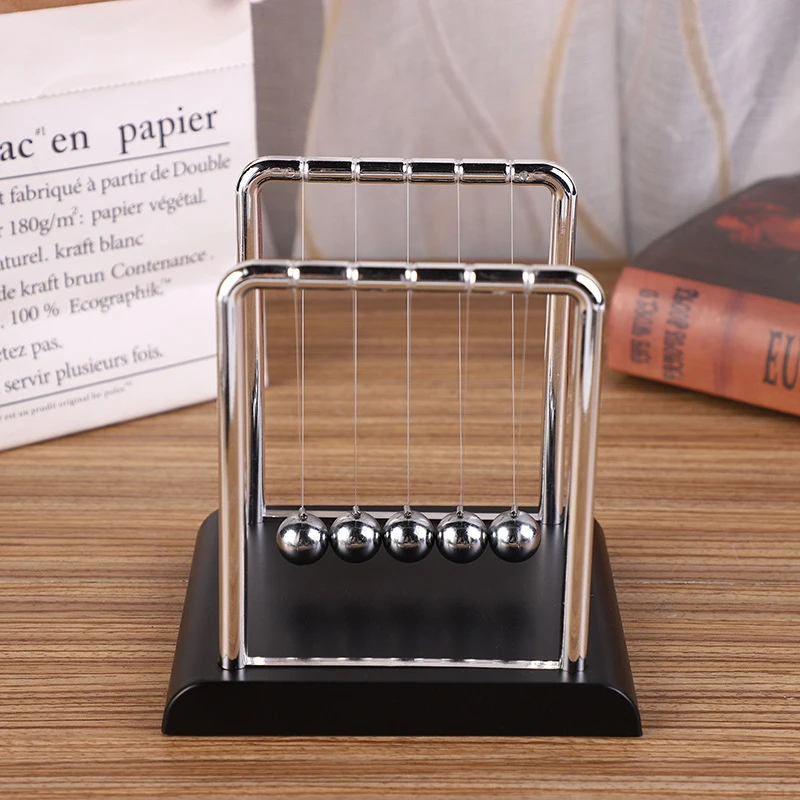 Newton's Cradle Balance ลูกเหล็กอุปกรณ์การสอนฟิสิกส์วิทยาศาสตร์ลูกตุ้มเดสก์ท็อปของเล่นความเครียดบรรเทาของขวัญตกแต่งบ้าน