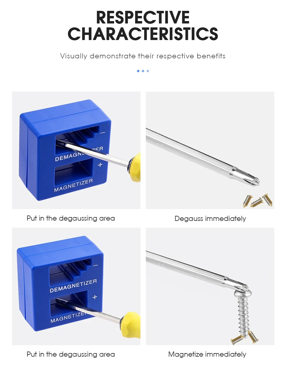 Screwdriver 2 in 1 Magnetizer Demagnetizer Professional Magnetizing Pickup Tool for Screw Driver Drill Bit Hand Tool Parts