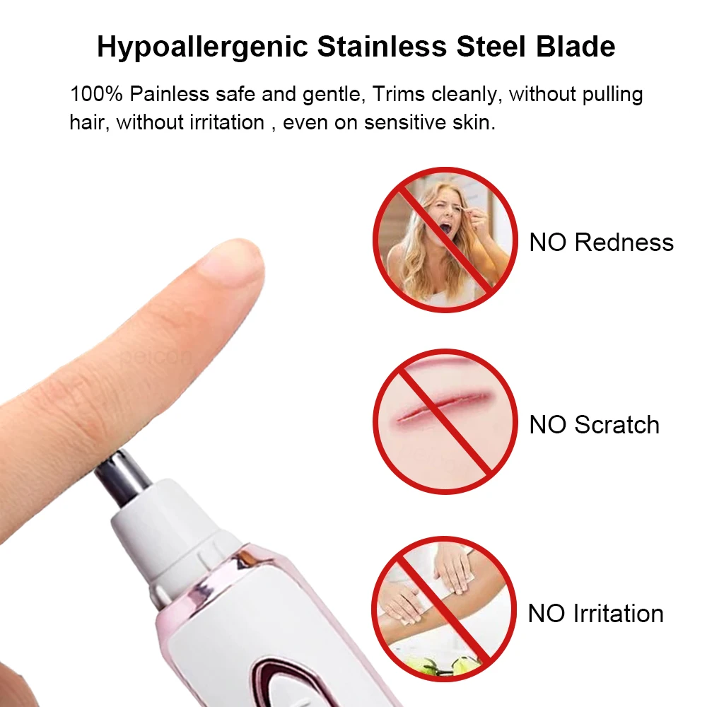 Rasoio elettrico per le donne Gamba Corpo Rasoio per capelli Bikini Ascelle Epilatore Indolore Viso Baffi Trimmer Depilatore portatile