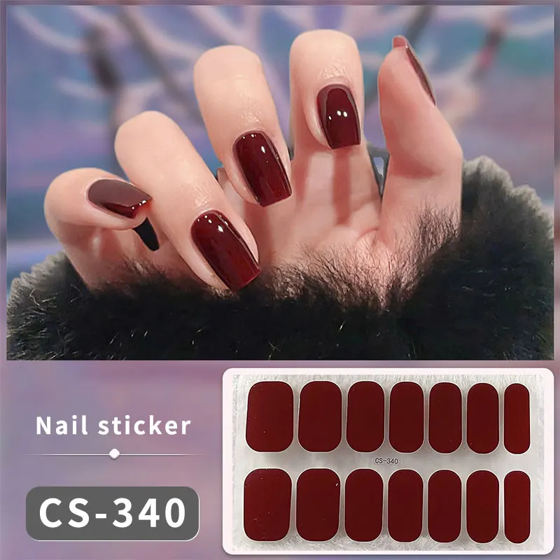 DIY เจลเล็บสติกเกอร์ Cured-ฟรียาวนานสีทึบเล็บแถบ Patch Slider สติกเกอร์เต็มรูปแบบรูปลอกเล็บ Patch