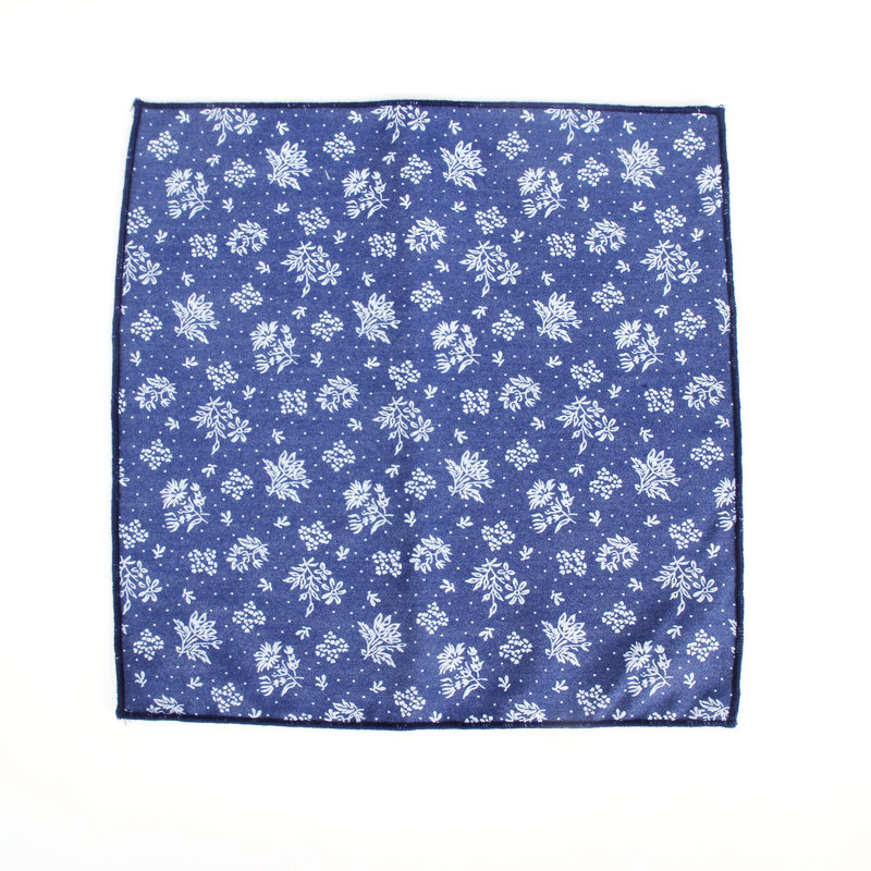 Solid Color Denim Cotton Handkerchiefs Navy Flower Dot Print Pocket Square Mens Casual Pockets Handkerchief Towels Wedding Hanky