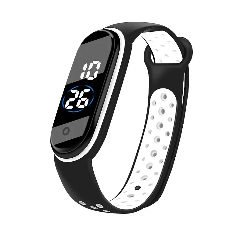 Nova moda simples relógio esportivo para crianças à prova dwaterproof água led relógio digital pulseira de silicone adolescente duplo tom cor relógio de pulso