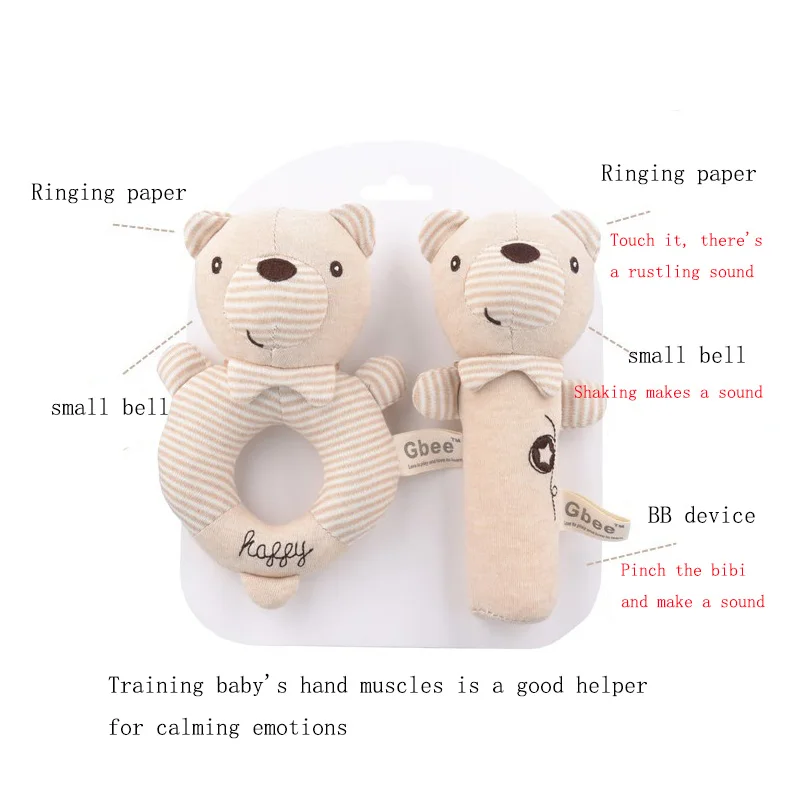 การ์ตูนสัตว์เด็ก Plush Rattle ของเล่นเด็ก 0-12 เดือนทารกเด็กวัยหัดเดิน Hand Bell ของเล่นทารกแรกเกิด Early การศึกษามือถือของเล่นของขวัญ