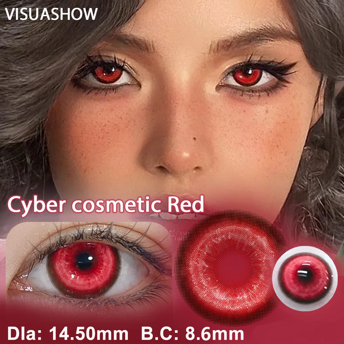 VISUASHOW Cyber Cosplay lentes de contacto de Color 2 uds Amine lentes de Color lindo medio anual Moco Jelly lentes de contacto de colores suaves para ojos