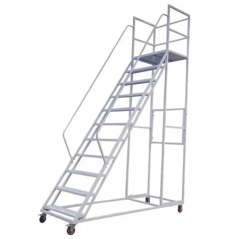 Warehouse Elevator Mobile Platform Supermarket Tally and Access Ladder Industrial Mobile Elevator Ladder with Wheels