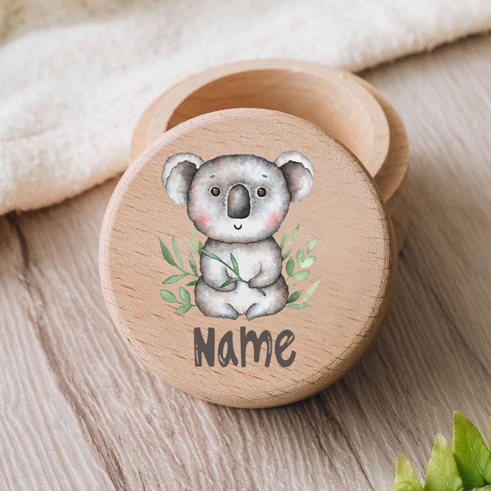 Caja de dientes personalizada de animales con nombre grabado, caja de dientes para niños, recuerdo, pelo rizado Umbilical, cajas de recolección de madera, regalo para Baby Shower