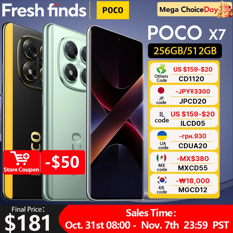 【Marca +】POCO X7 Smartphone Dimensity 7300-Ultra 6,67 "120Hz Pantalla AMOLED 45W 5110mAh 50MP Cámara IP68 Xiaomi HyperOS NFC